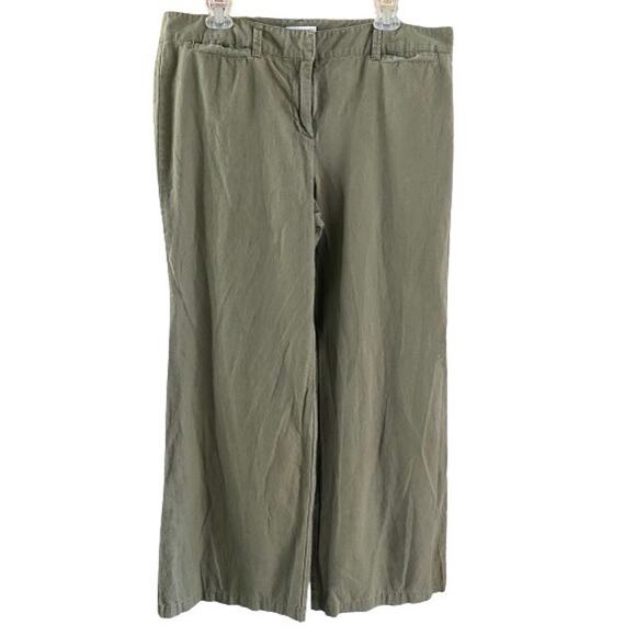 New York & Co Green Linen‎ Wide Leg Chino Pants Sz 14 - Picture 3 of 12